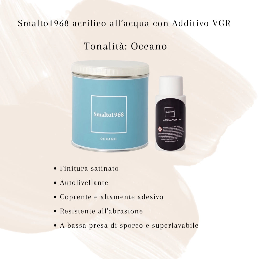 Smalto1968 base acqua vgr piastrelle ceramiche supporti difficili l 0.5 *** colore- oceano, confezione 1