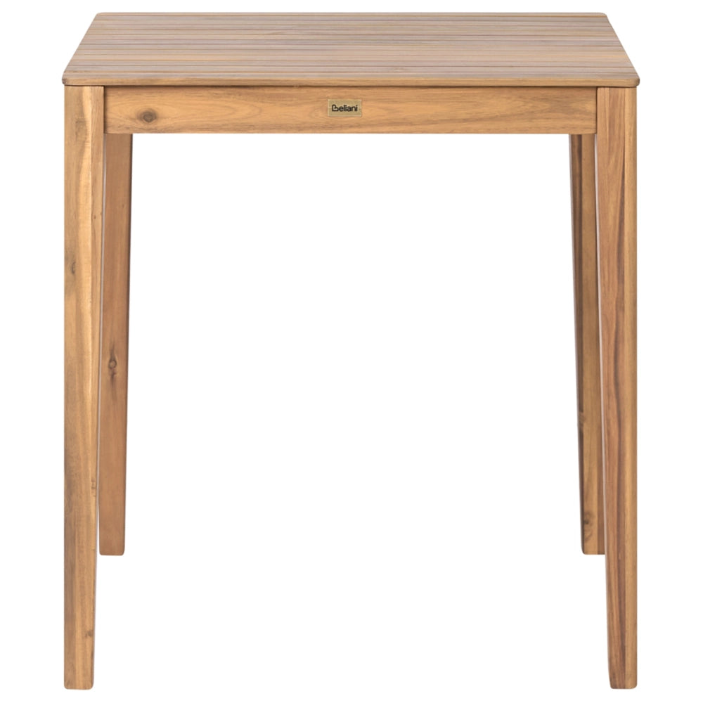 Tavolo da giardino marrone chiaro in legno di acacia certificato 70 x 70 cm piano rettangolare stile rustico da esterno