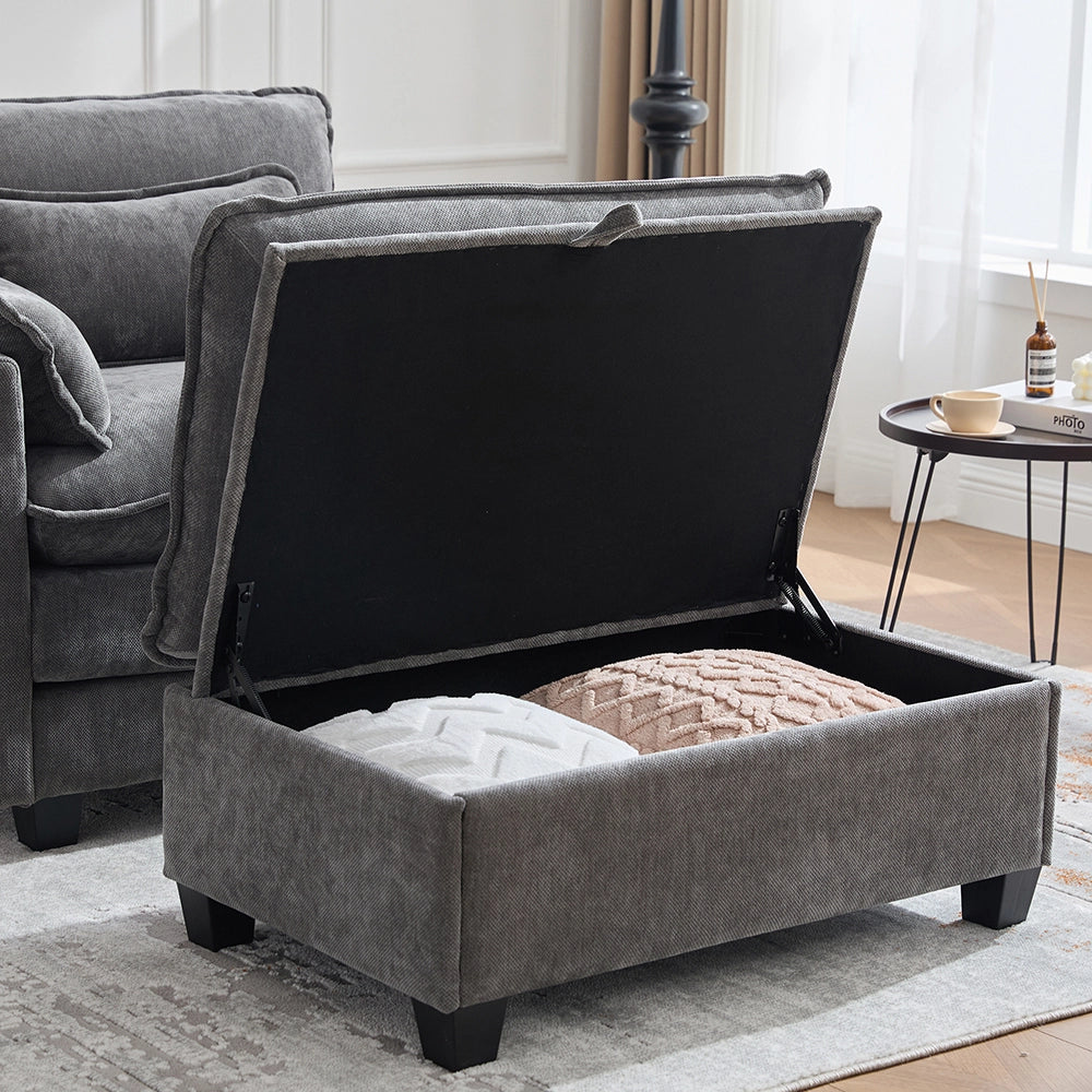 Poltrona oversize - Xylo - con poggiapiedi e pouf tasche laterali velluto