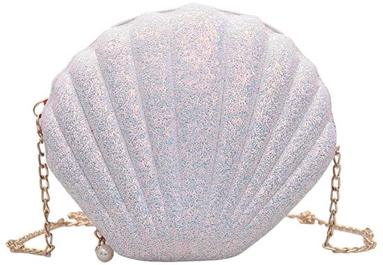 Borsa a paillet per donne, elegante borsa a spalla con cinturino a catena e design luccicante per feste e occasioni speciali, bianca