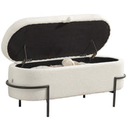 Sgabello con coperchio e contenitore ¨C Minimal ¨C crema, imbottito, struttura in metallo
