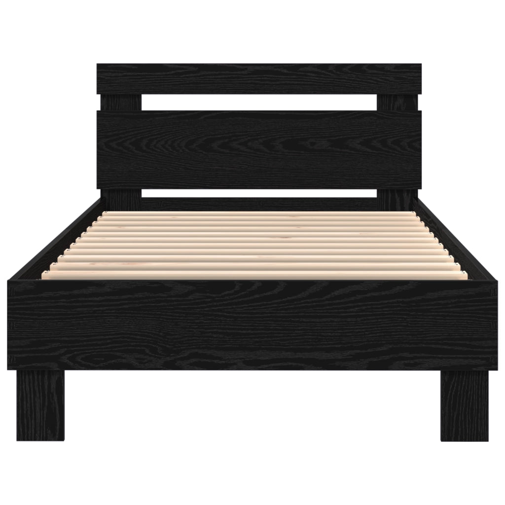 Struttura Letto  con Luci a LED Nero Rovere 90x200 cm Legno Ingegnerizzato