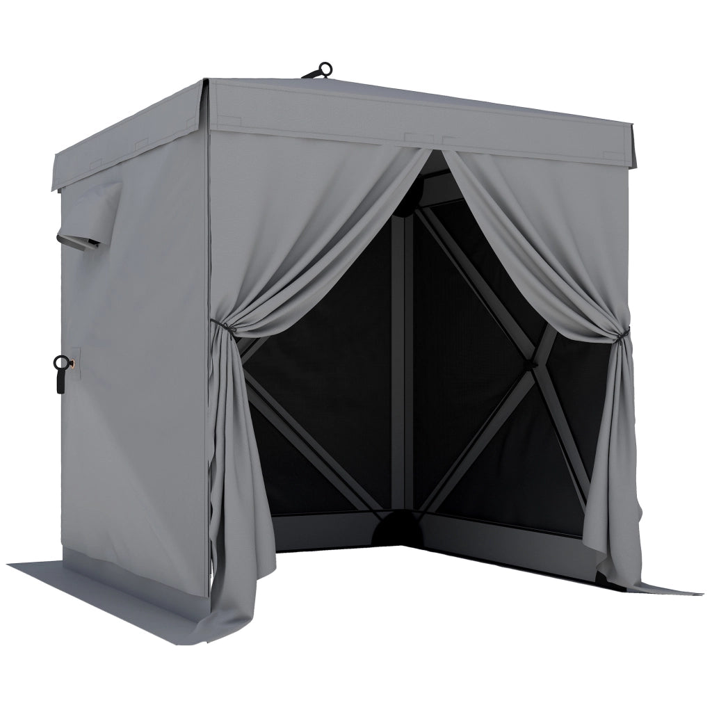 Gazebo 1;85x1;85m impermeabile stabile e impermeabile a prova d'inverno pieghevole pieghevole con 4 pannelli laterali a rete Sacchetto; UV 30+