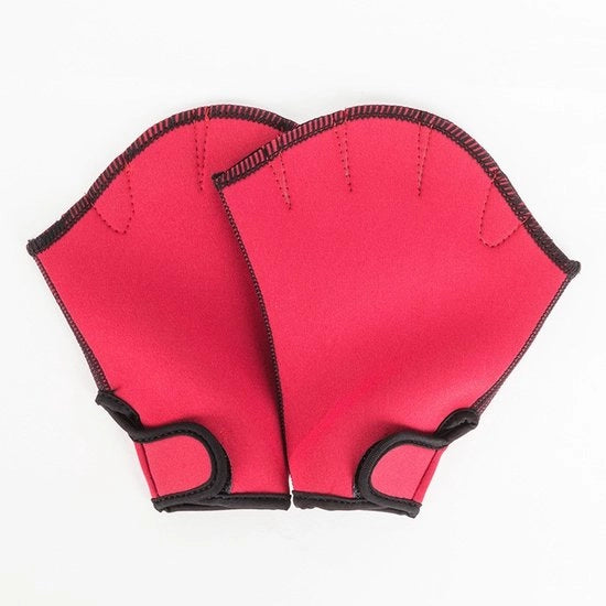 Manubri da nuoto per uomo e donna, adatti a principianti, con pinne da nuoto e pedali, colore rosso, taglia L