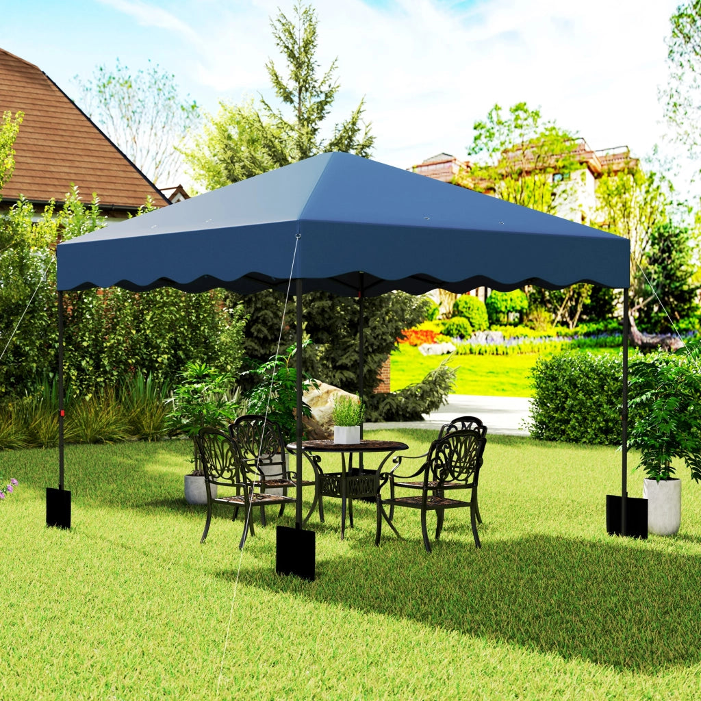 Tenda da Giardino Pieghevole 3x3m ¨C zephmum ¨C Blu Scuro con Protezione UV e Ruote