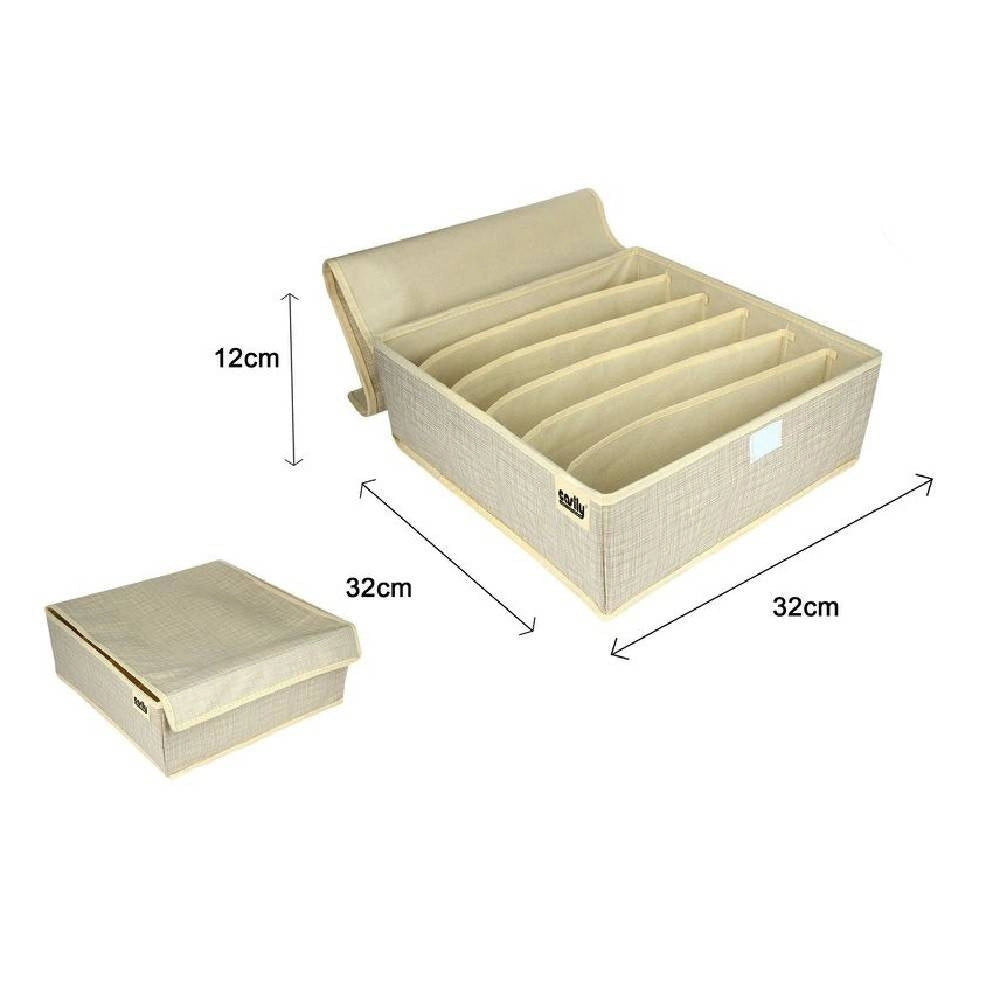 Trade Shop - Portaoggetti Tessuto Organizer Contenitore Biancheria 6 Posti 32x32x12 Cm 69716 -