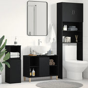 Mobiletto per Lavabo-Armadietto da bagno Rovere Nero 80x33x60 cm in Legno Massello