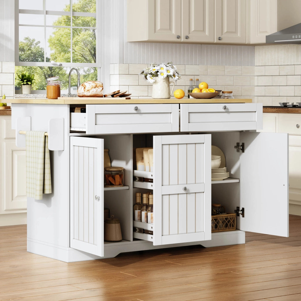 Carrello da cucina con piano ribaltabile; 2 cassetti verticali; 2 cassetti grandi e ruote; per cucina