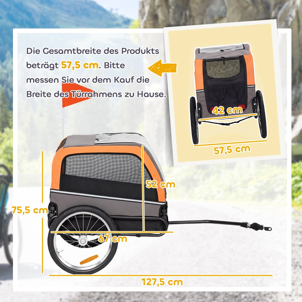Trasportino per Cani Pieghevole per Bicicletta con Riflettori ¨C zephmum ¨C Arancione