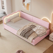 LETTO daybed 90x200 cm Rosa in velluto con luce LED ambientale