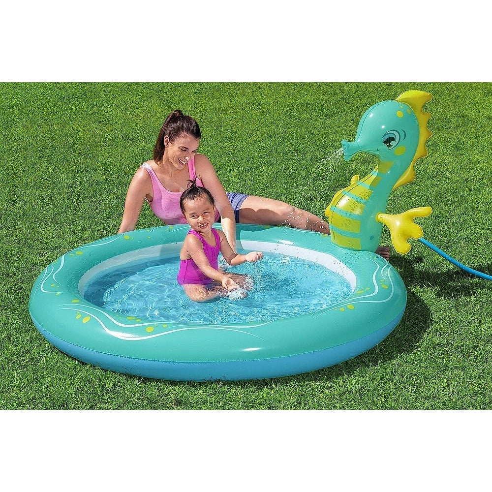 Trade Shop - Piscina Per Bambini Cavaluccio Marino Spruzza Acqua 2 Anni+ 188x160x86 Cm 53114 -