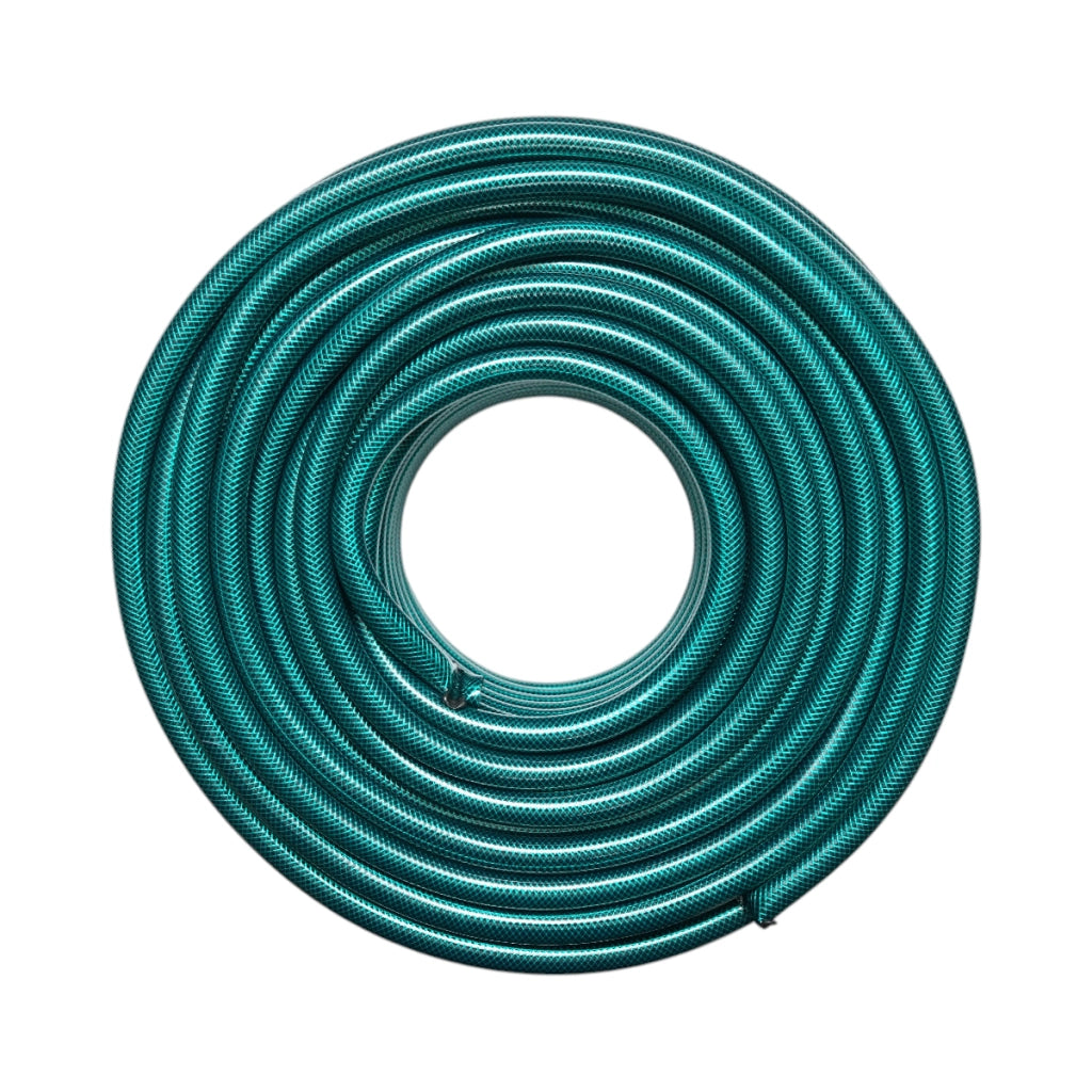 Tubo da giardino in PVC verde da 1/2 pollice (12,7 mm), barra PN8 con inserto tessile intrecciato, rotolo da 50 m