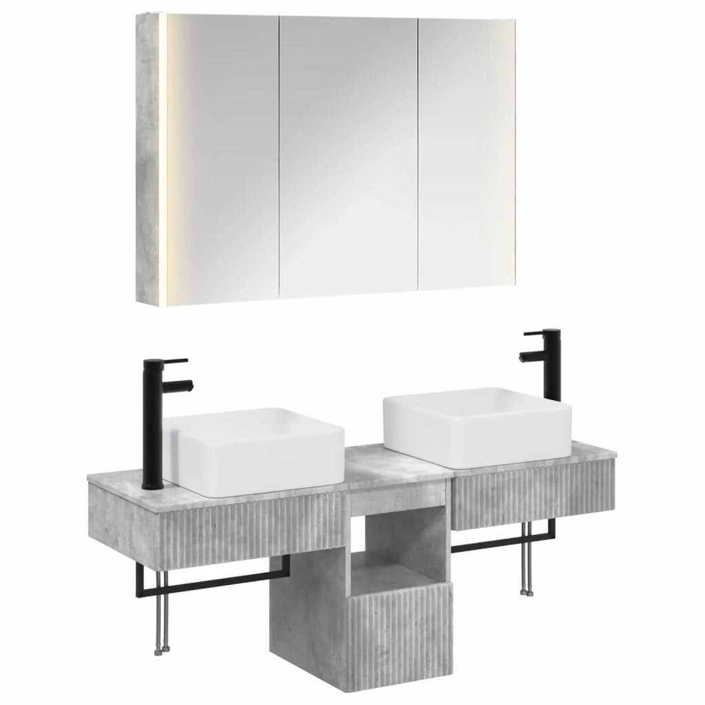 Set di Armadi da Bagno 4 pcs Grigio Cemento 3406306