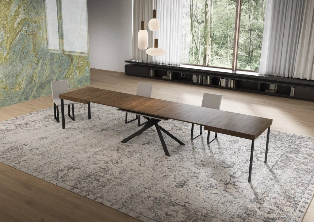Tavolo allungabile 160/420x90 cm Niket noce gambe antracite