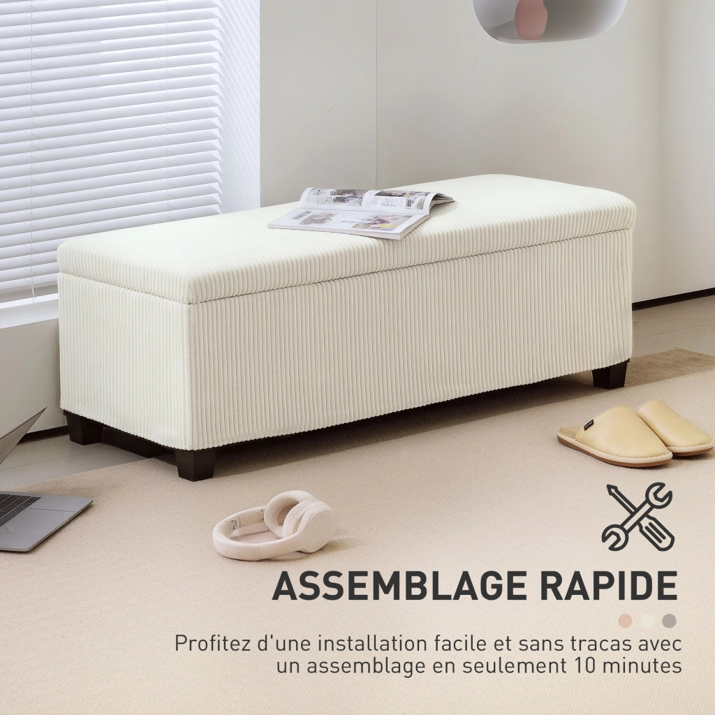 Pouf contenitore in velluto ¨C zephmum ¨C beige 112x42x40 cm