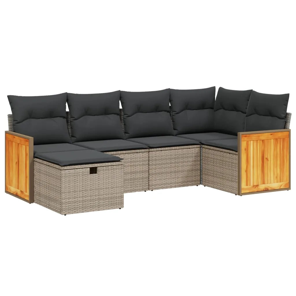 Set Divano da Giardino 6 pz con Cuscini Grigio in Polyrattan 3265736