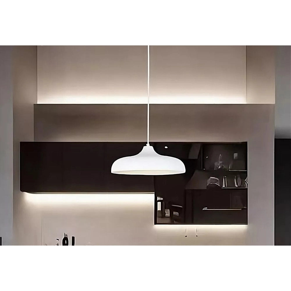 Trade Shop - Lampadario A Sospensione Moderno Contemporaneo E27 Paralume Ferro Cupola Bianco 33344 -