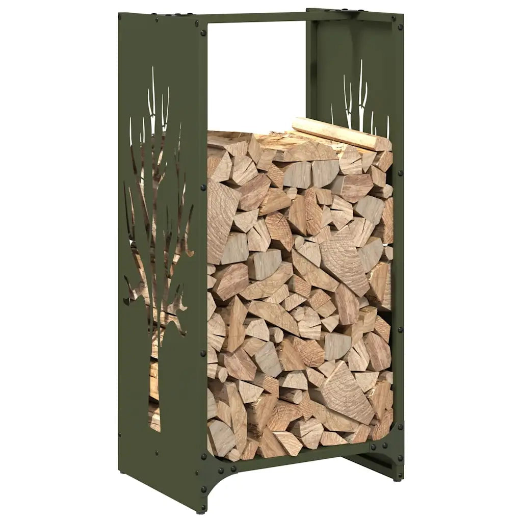 Rastrelliera per Legna da Ardere Verde Oliva 40x30x80 cm 864228