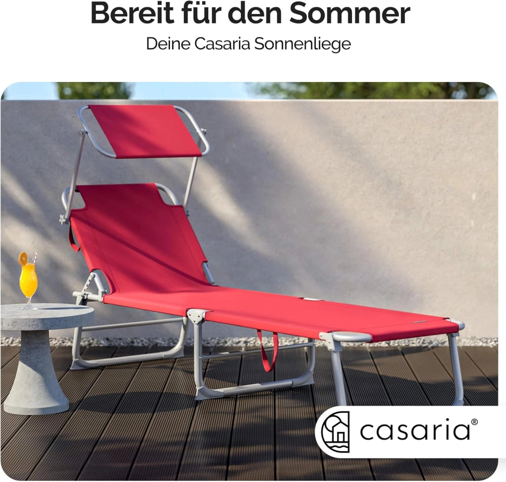 ® 2x Lettino Prendisole Pieghevole 195x60x30cm Acciaio Resistente Carico Max 150kg Tettuccio Parasole Sdraio da Giardino