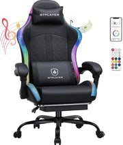 Sedia da gioco, sedia da ufficio, sedia da gioco con altoparlante e barra luminosa, sedia da giocatore, schienale con custodia, sedia ergonomica PC con telecomando