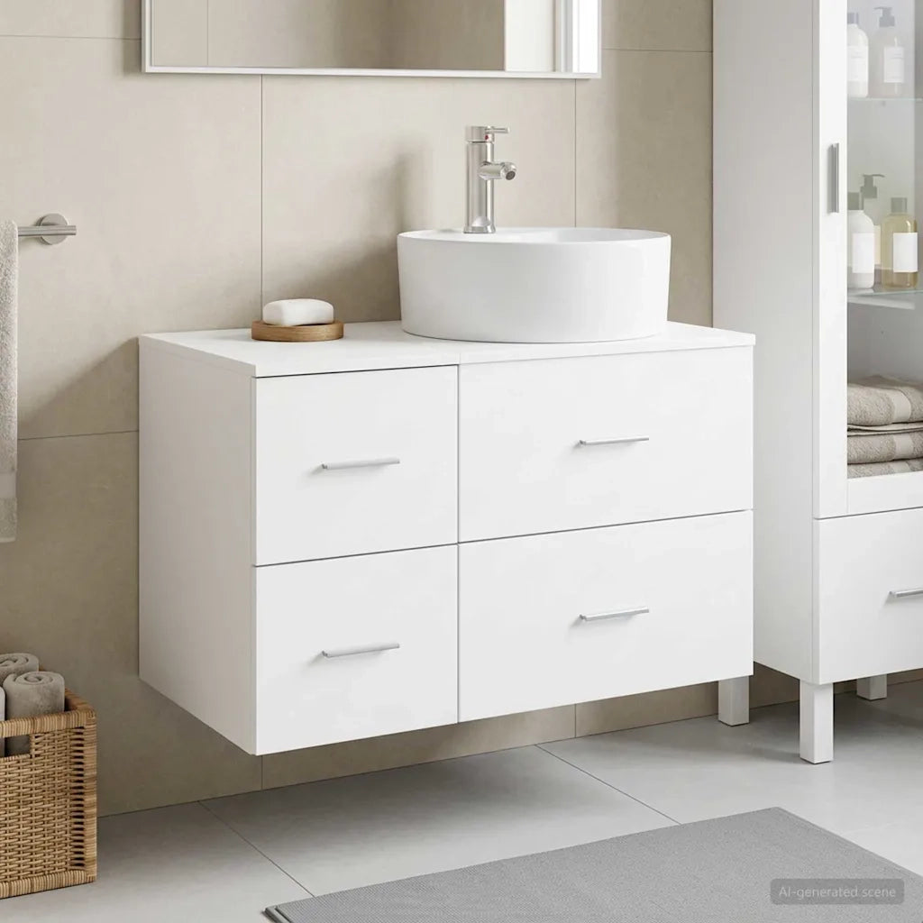 Set di mobili per il bagno 2 pz Bianco Legno ingegnerizzato 3403984