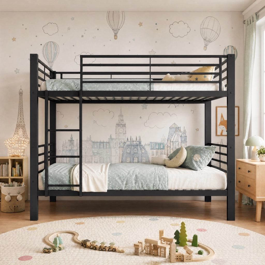 letto a castello metallo nero 90 x 200 cm