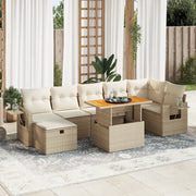 Set Divano da Giardino 5 pz con Cuscini Beige Polyrattan Acacia 3328038