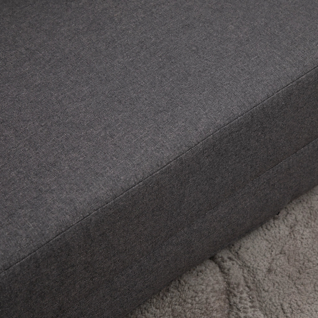 Fauteuil convertible con schienale regolabile e cuscini, struttura in metallo, lino grigio scuro 60 × 80 × 56 cm