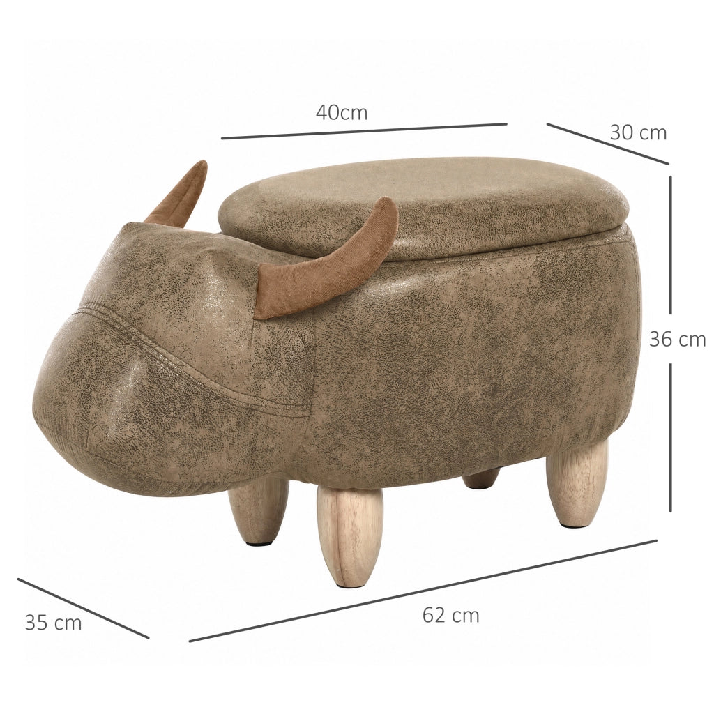 Pouf Contenitore Moderno ¨C zephmum ¨C Marrone, Legno, Imbottito, 62x35x36 cm