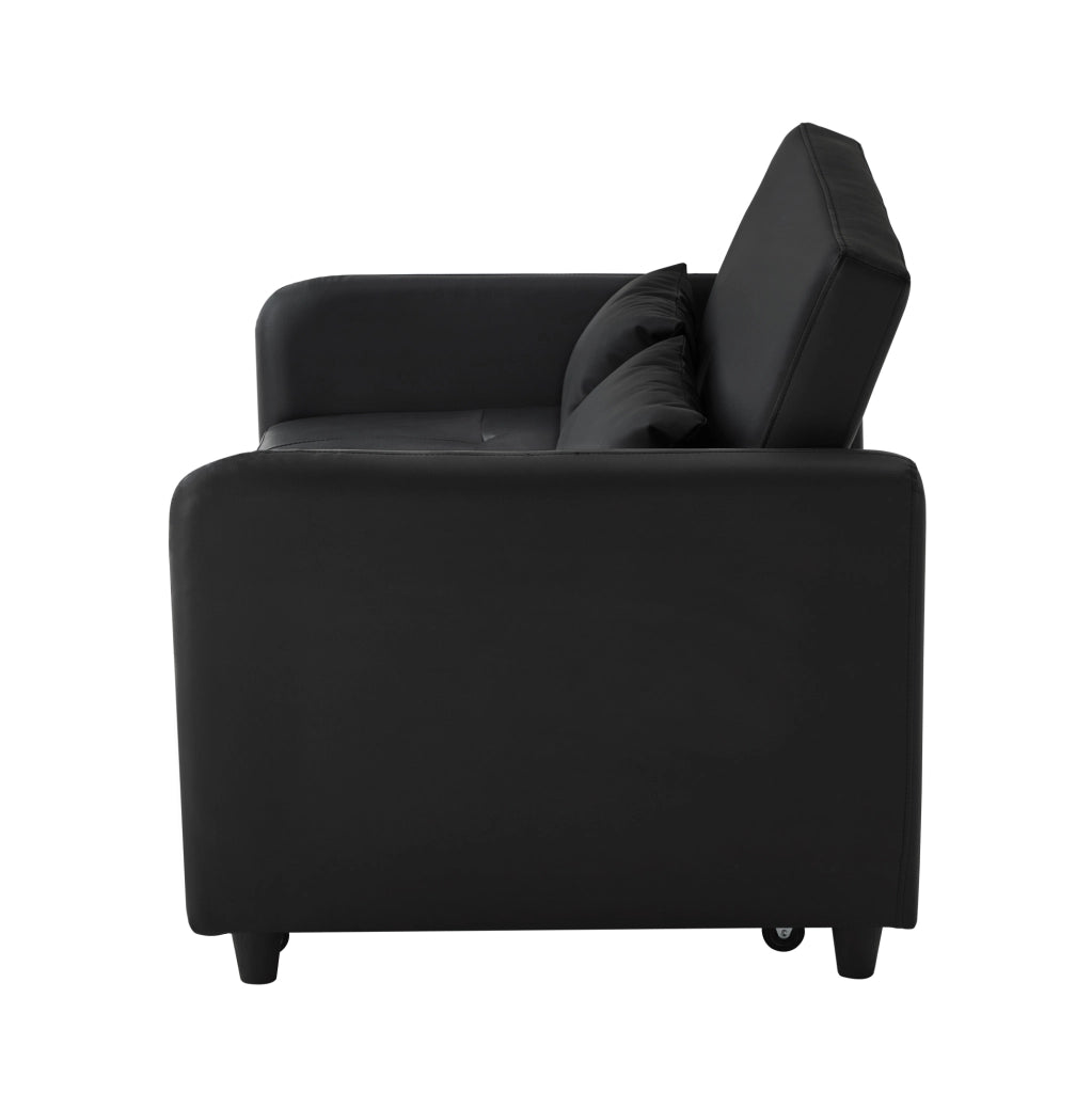 Divano letto estraibile 156x100 cm con schienale regolabile in 3 posizioni in schiuma nero antico