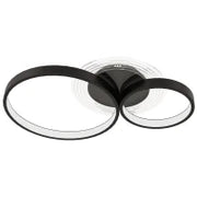 Plafoniera LED Moderna a 3 Anelli con Temperatura Colore Regolabile, Potenza 40W, Nero