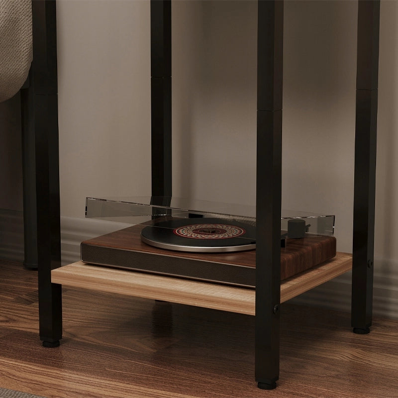 Mobiletto da notte stile loft con cassetto e ripiano tavolino ausiliario industriale