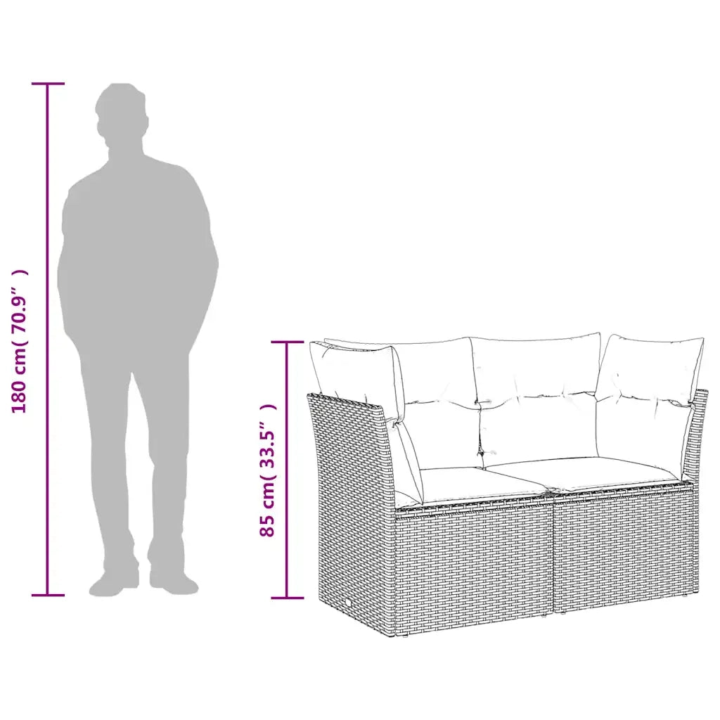 Divano da Giardino con Cuscini a 2 Posti Nero in Polyrattan