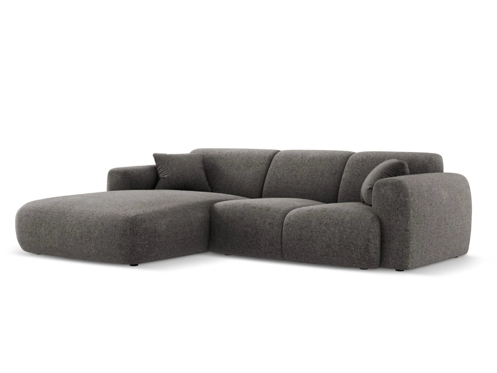 Cosmopolitan Design - Divano angolare sinistro "Nolio" 4 posti in ciniglia grigio 