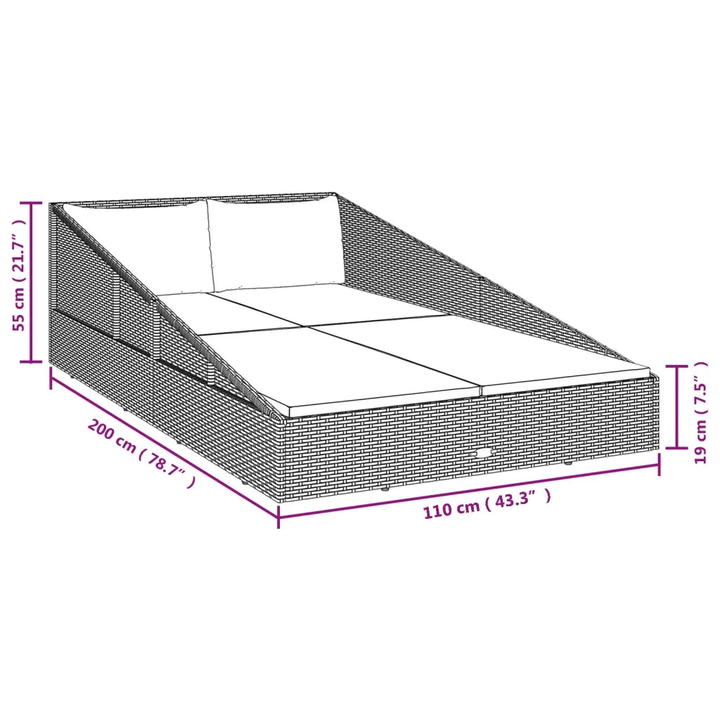 Lettino da Giardino Grigio 110x200 cm in Polyrattan CFW7599733