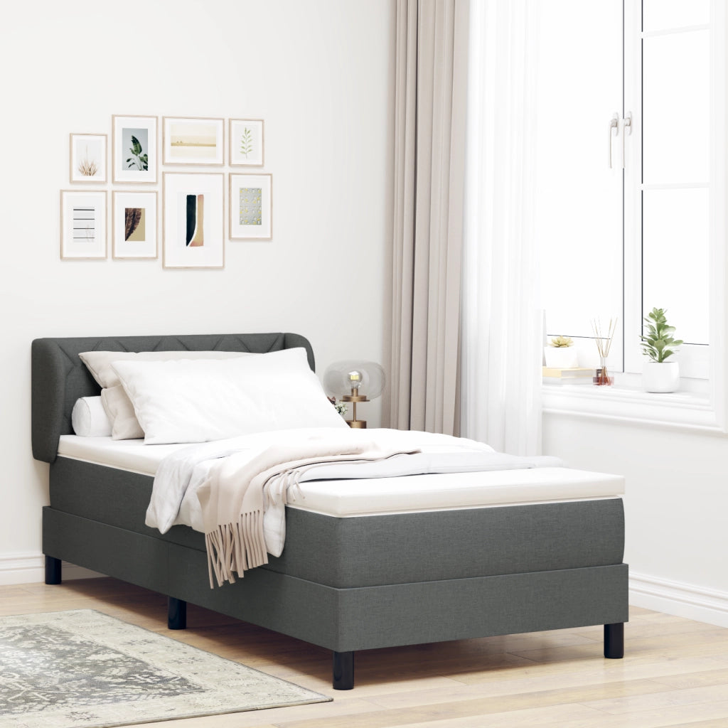 Letto Box Spring con Materasso vitaXL Grigio Scuro 100x200 cm in Tessuto