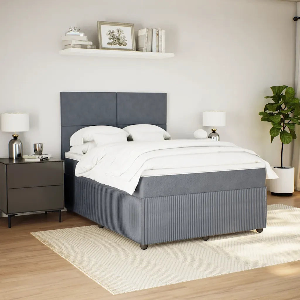 Giroletto a Molle con Materasso Grigio Scuro 140x190 cm Velluto