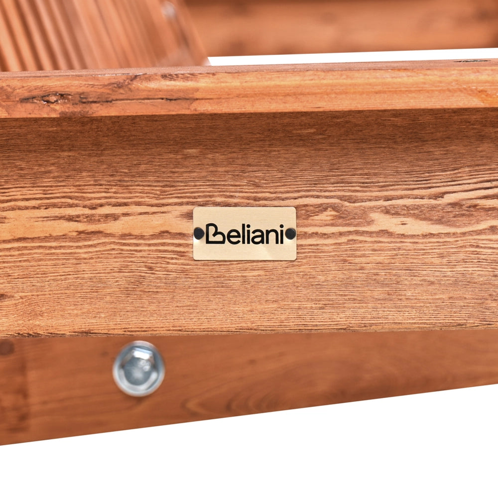 Dondolo da giardino marrone in legno di larice per patio in stile rustico indipendente