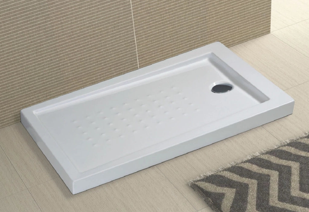 Piatto doccia antiscivolo h.5cm ultraflat in resina bianco Milo 80x140 cm