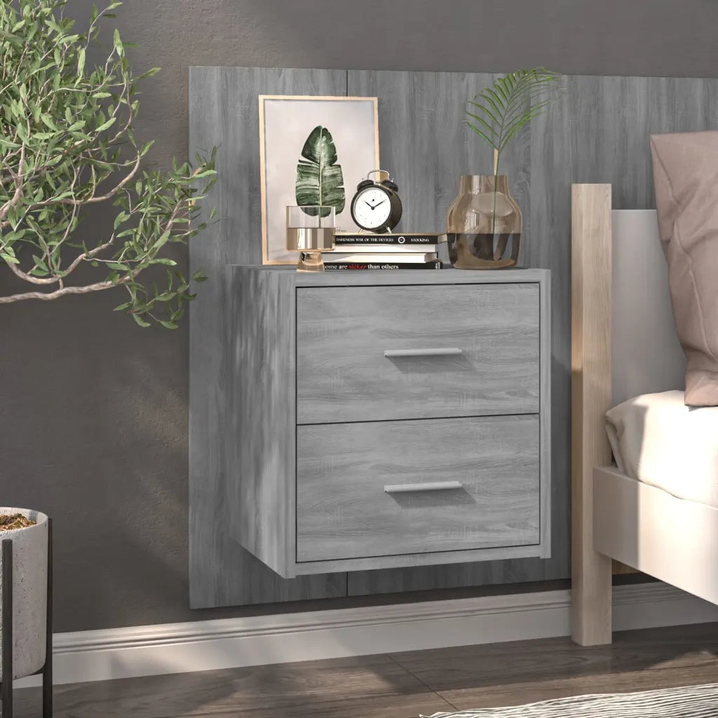 Comodino a Muro-Tavolino da notte sospeso Grigio Sonoma 585584