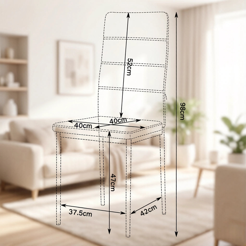 SEDIA da pranzo con schienale alto 40x51x98 cm in similpelle nera Set da 4 pezzi