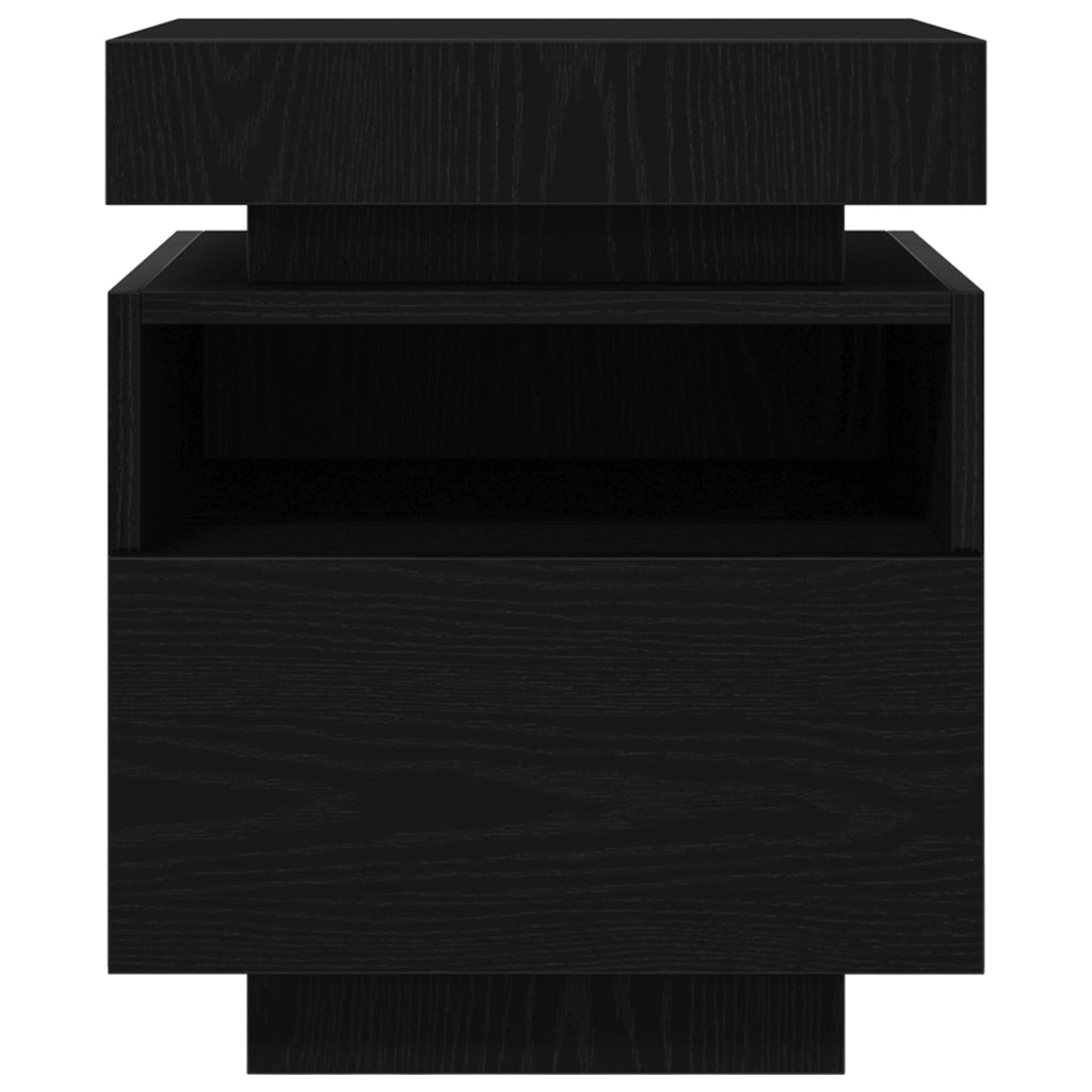 Comodino  con luci LED 2 pezzi Nero Rovere 40x39x48,5 cm