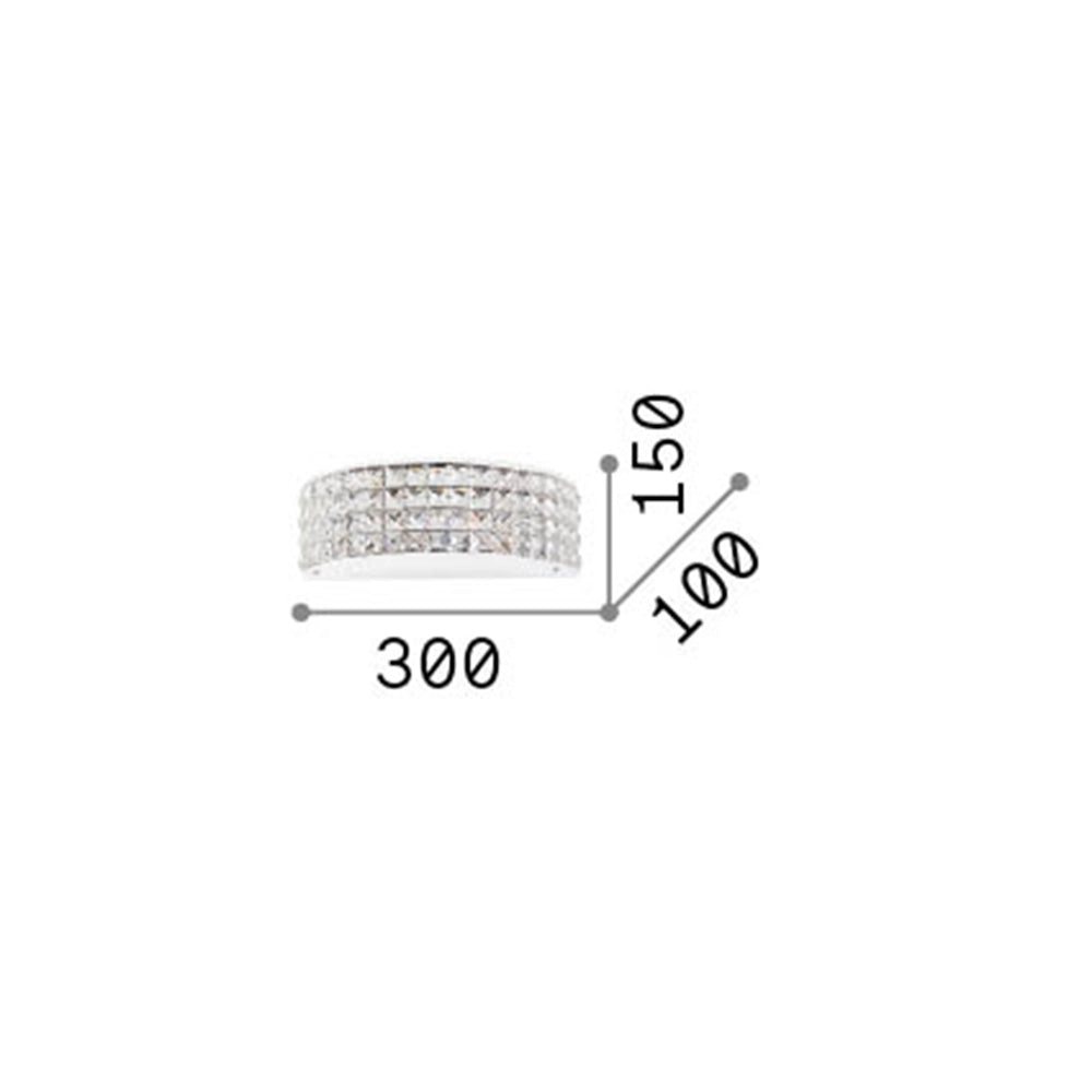Applique Contemporanea Roma Metallo-Cristallo Cromo 2 Luci 3W 3000K Luce Calda