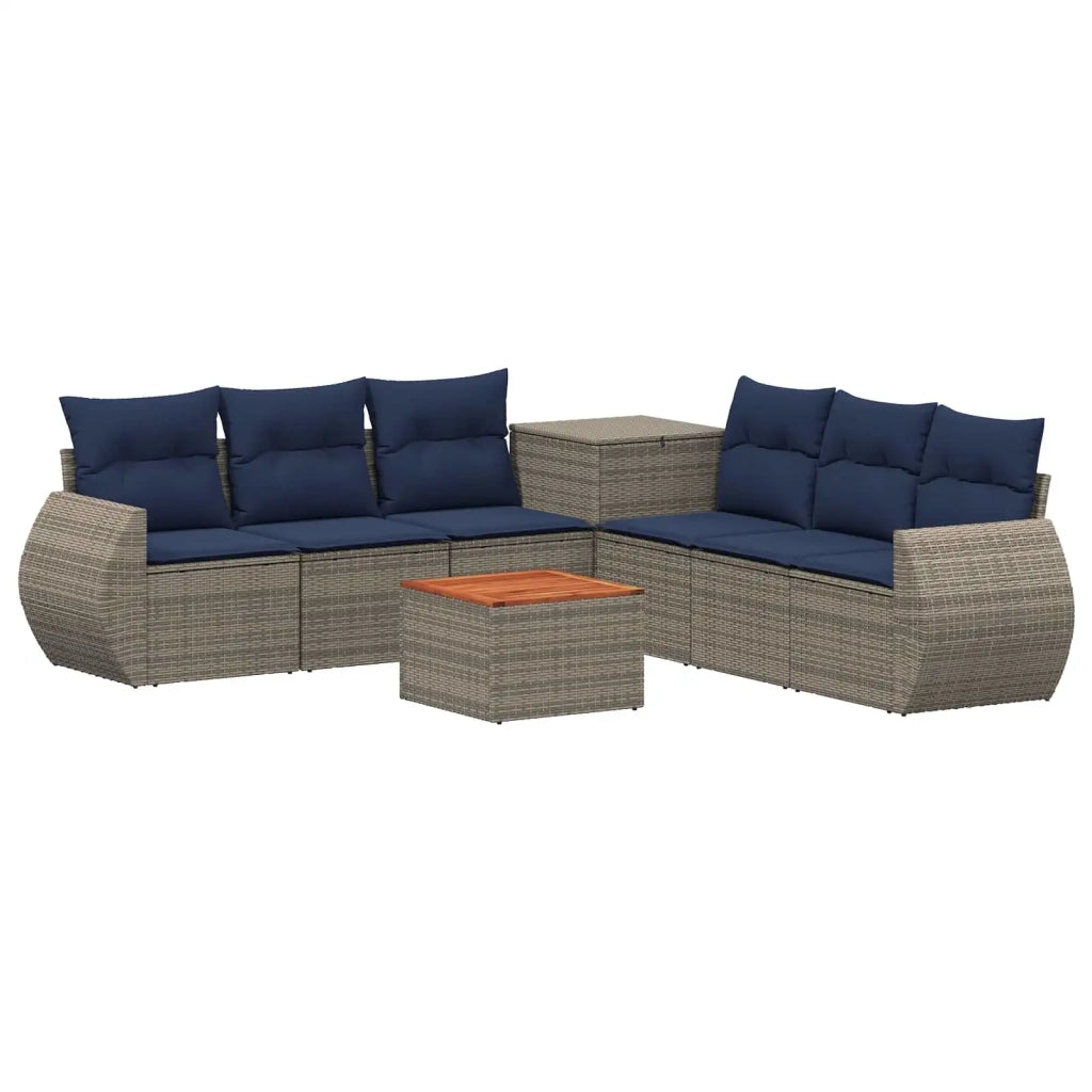 Set di divani 8 pz Grigio e Blu Navy Rattan sintetico e Acciaio 3448443