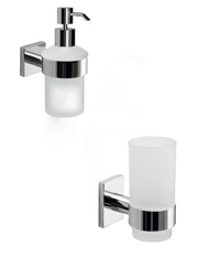 Set portaspazzolini e dosasapone da muro Gedy linea Fuji cromato