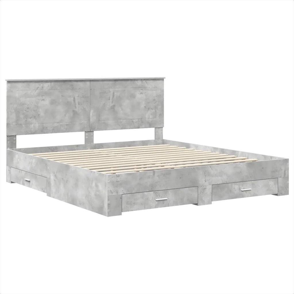 Struttura del letto con testiera Grigio cemento 200 x 200 cm 3409611
