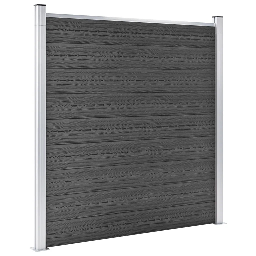 Set Pannelli di Recinzione in WPC 1391x186 cm Nero 3070435