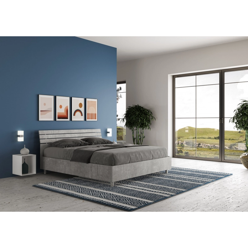 Letto Matrimoniale 160x190 cm testata inclinata con doghe Ankel - Con rete,Grigio