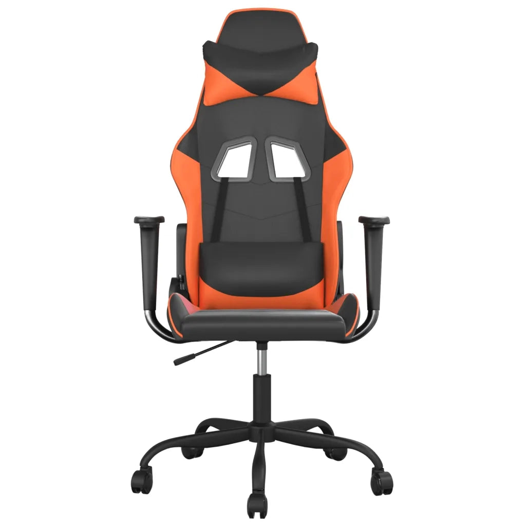 Sedia da Gaming Massaggiante Nero e Arancione in Similpelle