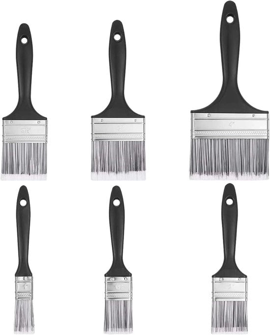 Set di pennelli a pennello 6 pezzi senza peli decorativi per verniciatura e rivestimento (nero)